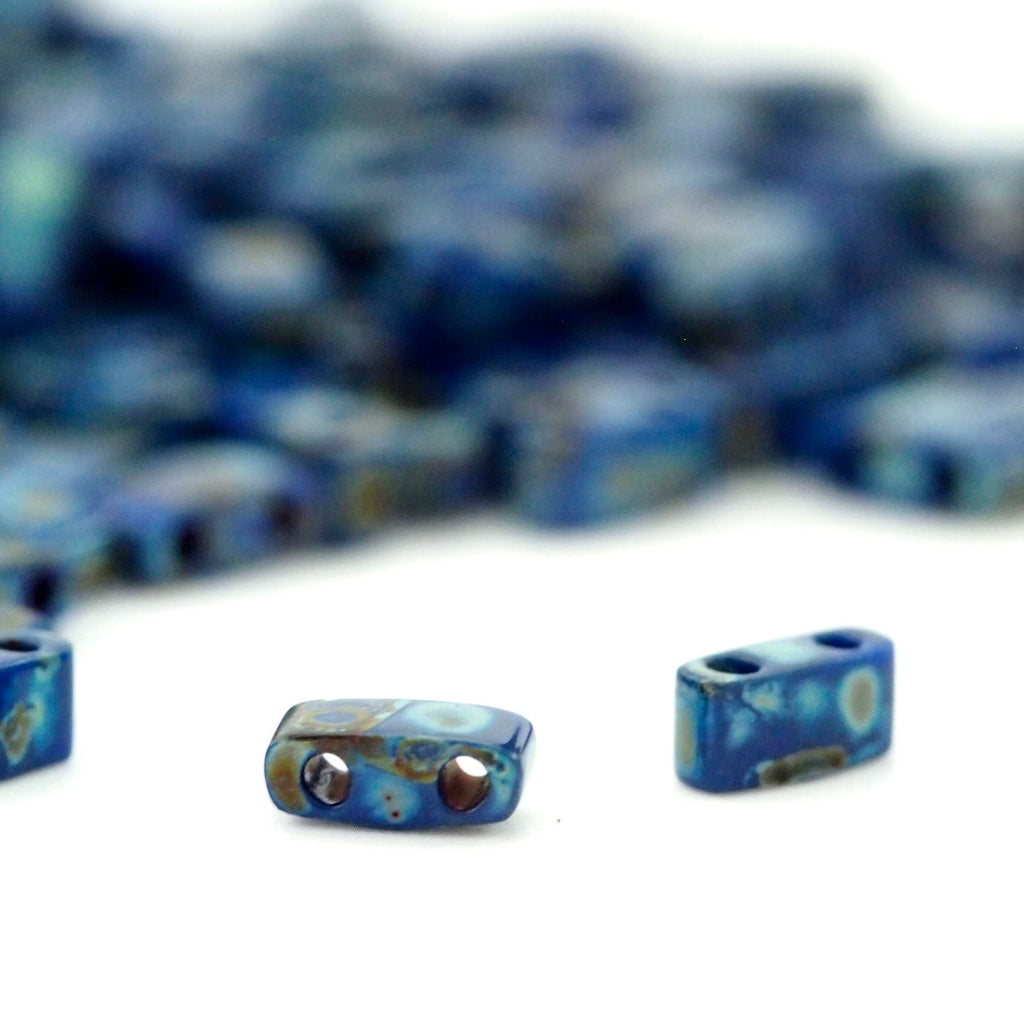 Miyuki 4518 Beads Opaque Cobalt Blue Picasso Miyuki Tila & Half Tila - 100% Guarantee