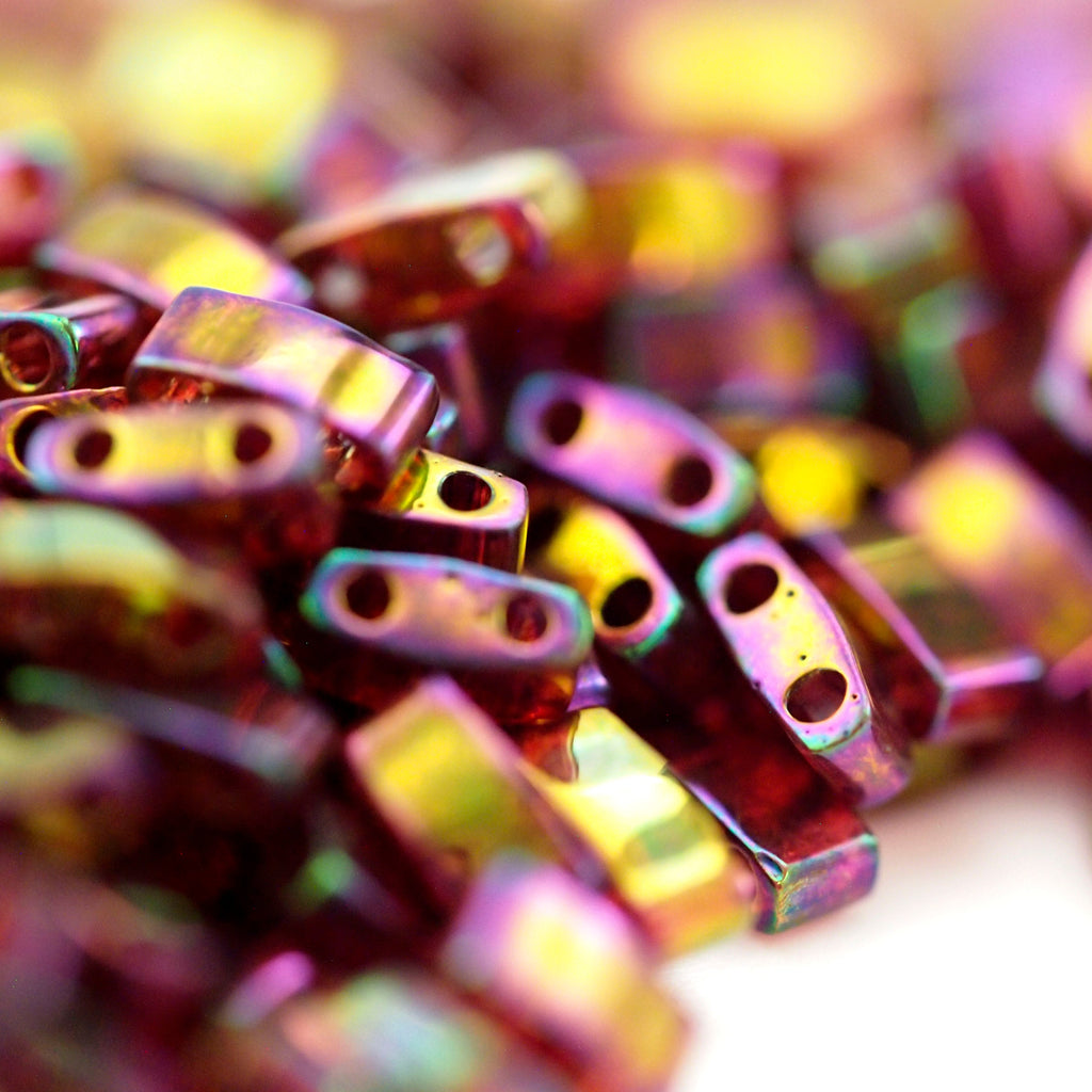 Miyuki 301 Dark Topaz Rainbow Gold Luster Tila and Half Tila Beads