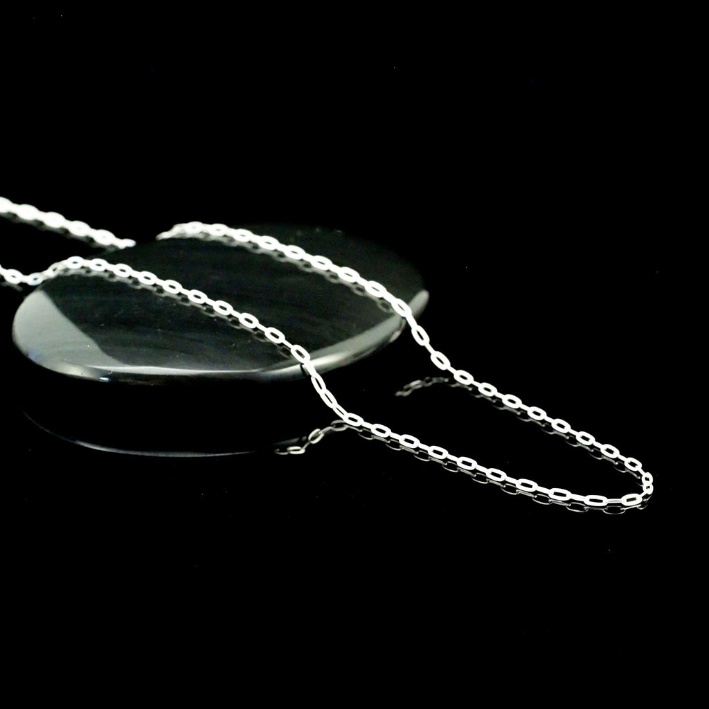 Argentium Silver 1.6mm Flat Oval Cable Chain - Finished Necklace Any Length or By the Foot - Made in the USA