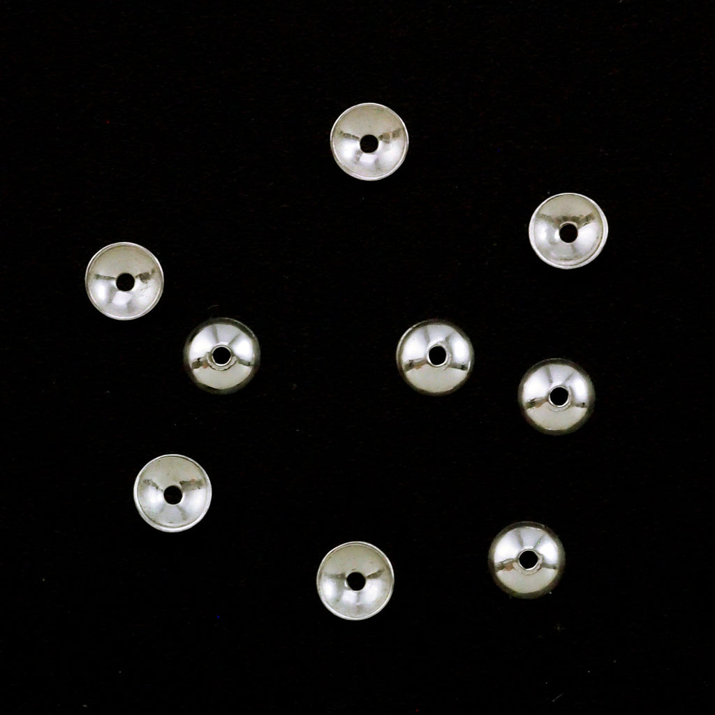 Round Sterling Silver Bead Caps 2.5mm, 3mm, 4mm, 5mm, 8mm, 10mm in Shiny, Antique Silver or Black Silver Finish
