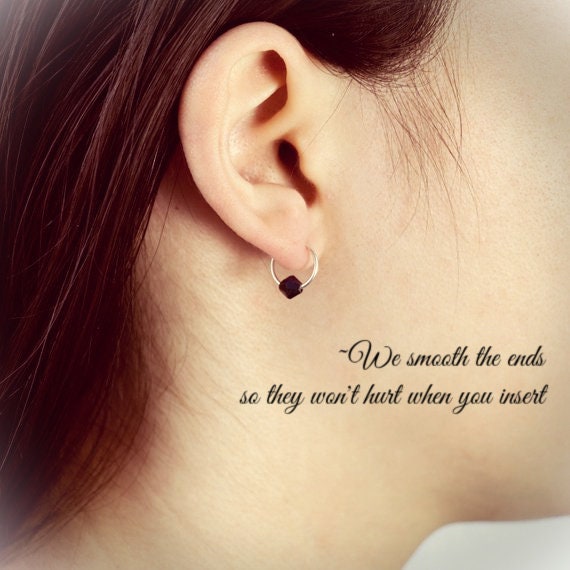 1 Simple Mood Bead Hoop Earring - 14kt Gold Filled, 14kt Rose Gold Filled, Sterling Silver - 20 gauge 10mm OD with Mood Bead