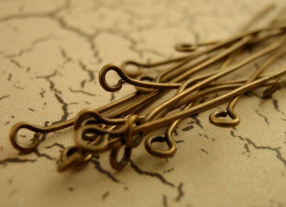 100 Eye Pins - Best Commercial Choice in Gold Plate, Silver Plate, Antique Gold, Antique Silver, Gunmetal in 21 and 24 gauge