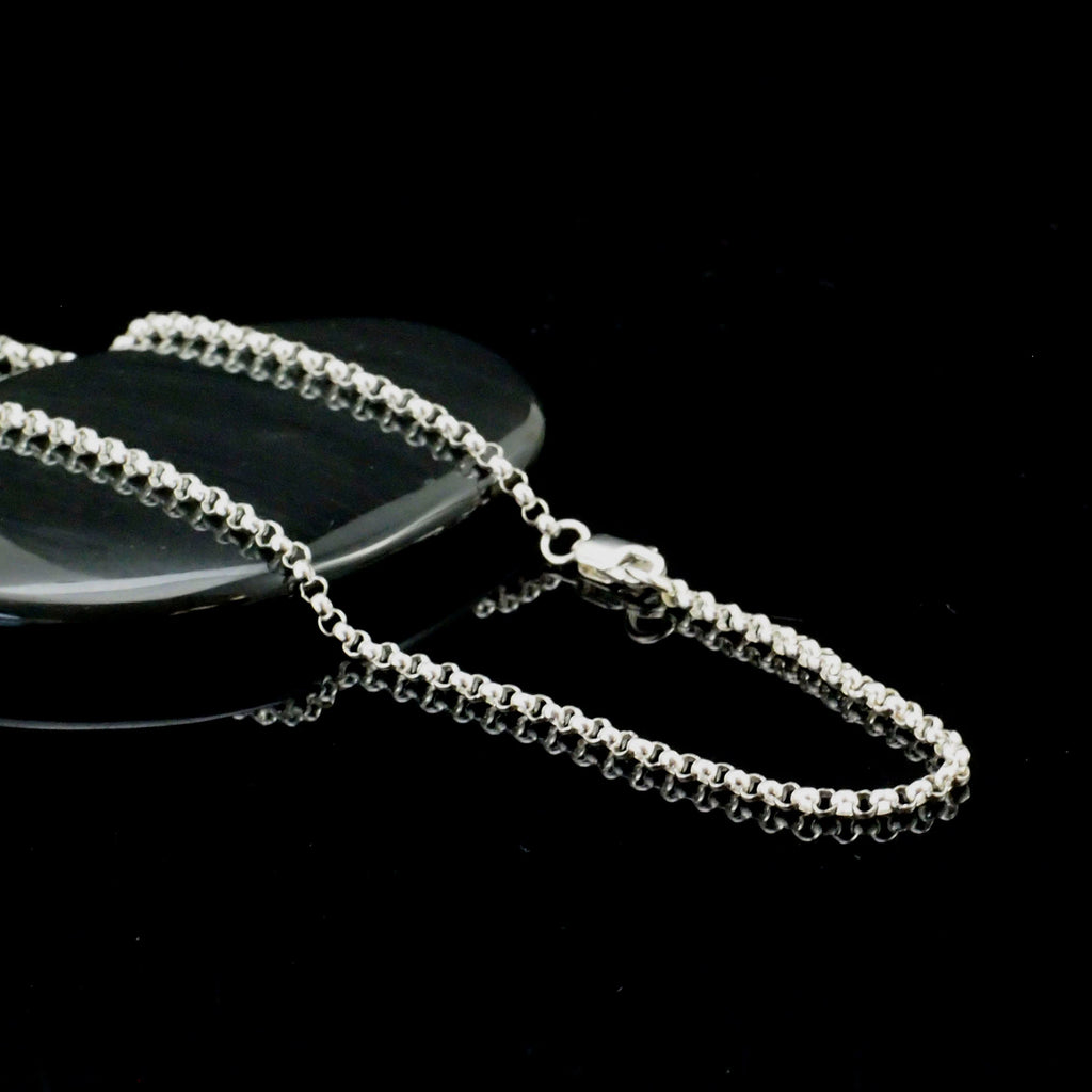 Argentium Sterling Silver Rolo Chain 3.6mm - Custom Finished Lengths or By The Foot - Made in the USA