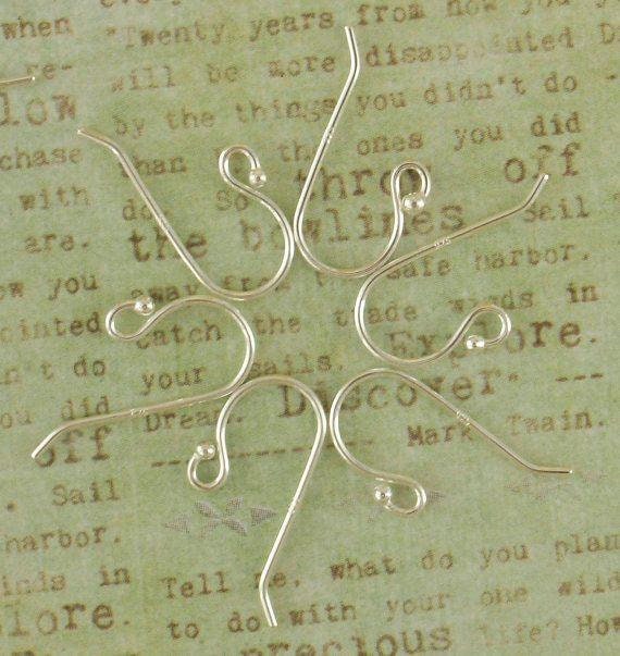 4 Pairs Petite Sterling Silver Ear Wires - Simple Style With 1.5mm Ball - Also Antique Sterling and Black Sterling