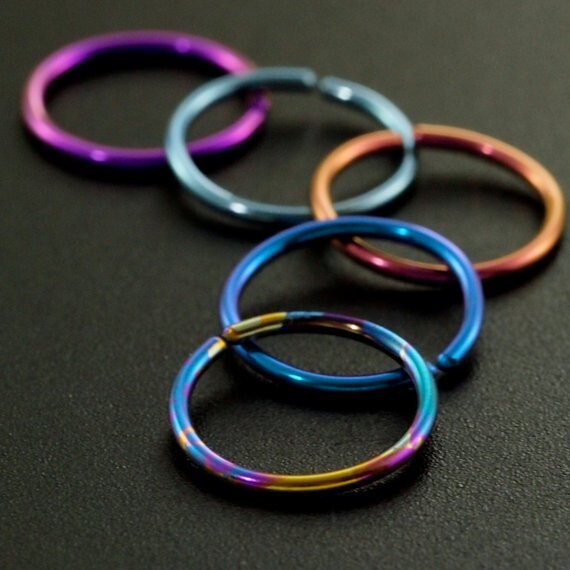 1 Simple Niobium Hypoallergenic Earring Hoop - 22, 20, 18, 16, 14 gauge - Diameter and 21 Colors to Select from