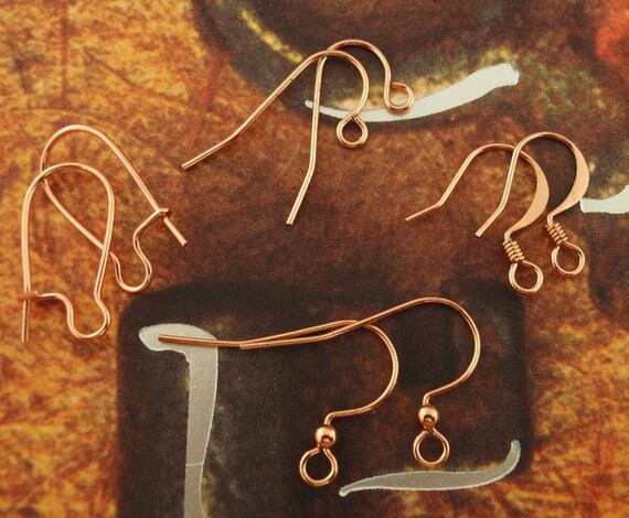 Ear Wires 50 Pairs Sample Pack of Lever Backs, Hoops, French and Kidney in Gold Plate, Silver Plate, Copper, Gunmetal or Antique Gold