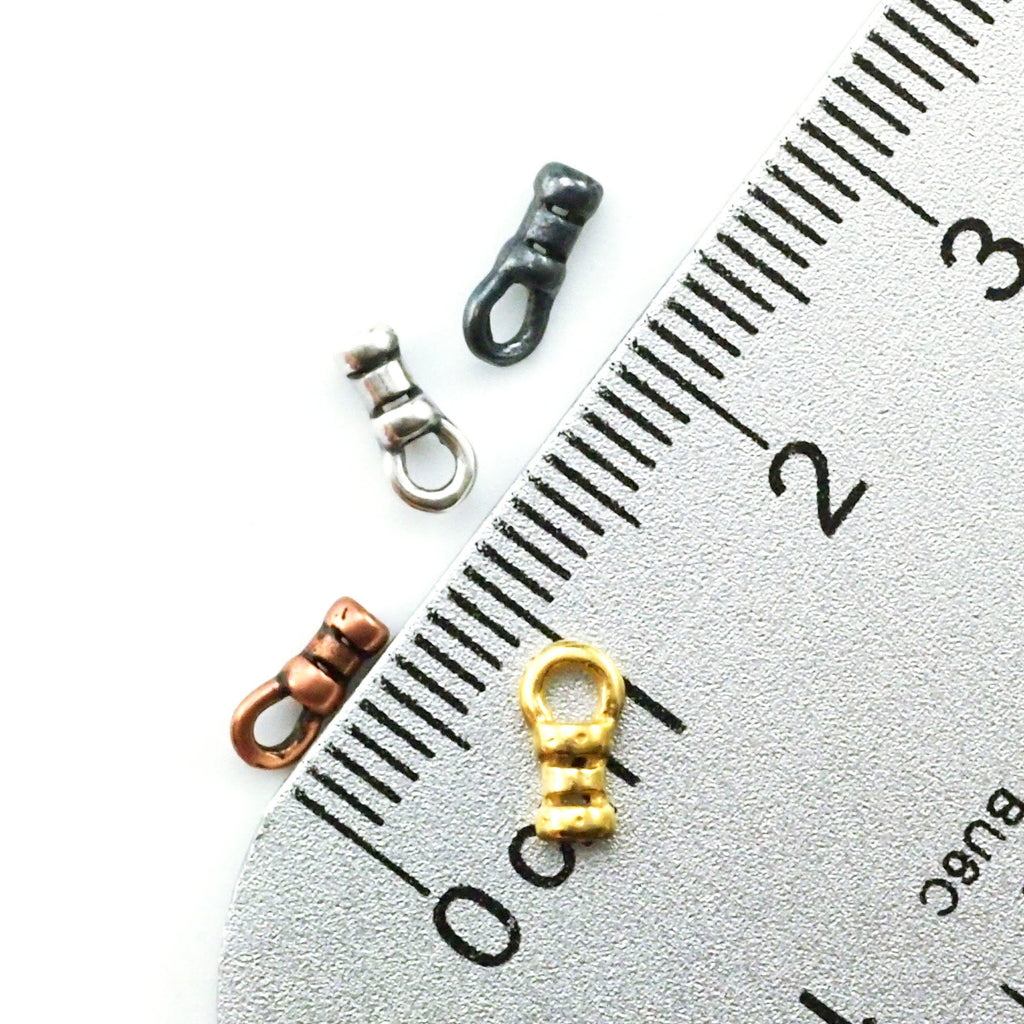 2 Sets Cord Crimp Ends - 1mm ID - 4mm X 2mm in Antique Copper, Antique Silver, Gold Plate or Gunmetal
