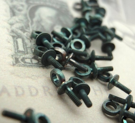 25 Screw Eyes - Silver Plate, Gold Plate or Antique Brass - 7mm X 3mm