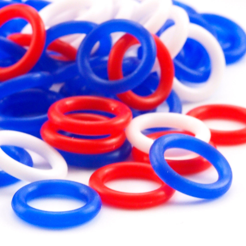 100 Silicone Jump Rings 12mm OD Pick Color - Black, White, Grey, Brown, Pink, Purple, Blue, Green, Yellow, Orange, Red or Rainbow Mix