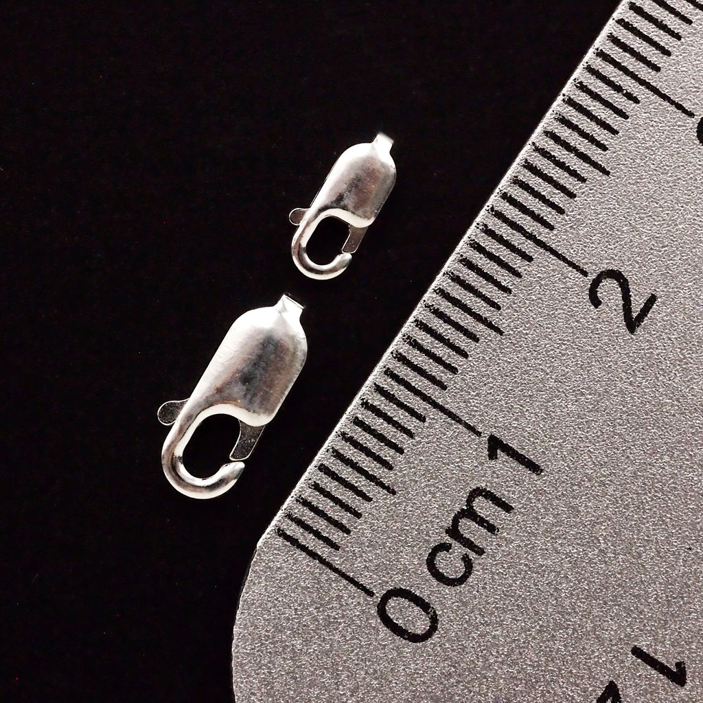2 Argentium Sterling Silver Flat Lobster Clasps - 8mm X 3mm or 11.8mm X 5.4mm - Non Tarnish - 100% Guarantee - Made in the USA
