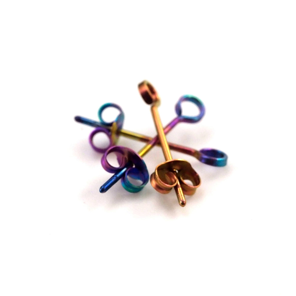 1 Pair Earring Posts with Loops - Handmade in Stainless Steel, Niobium, Sterling Silver, 14kt Gold Filled, Titanium