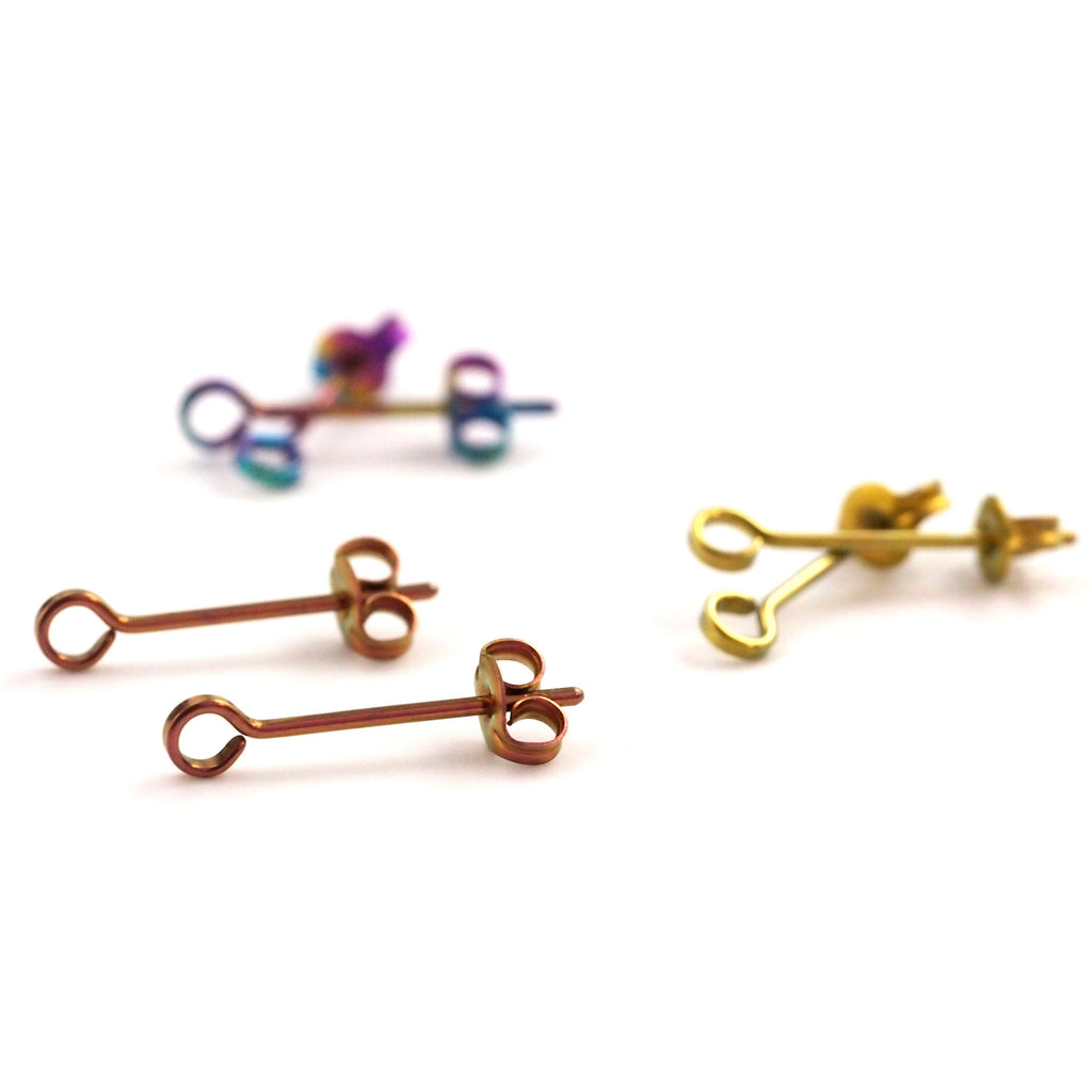 1 Pair Earring Posts with Loops - Handmade in Stainless Steel, Niobium, Sterling Silver, 14kt Gold Filled, Titanium