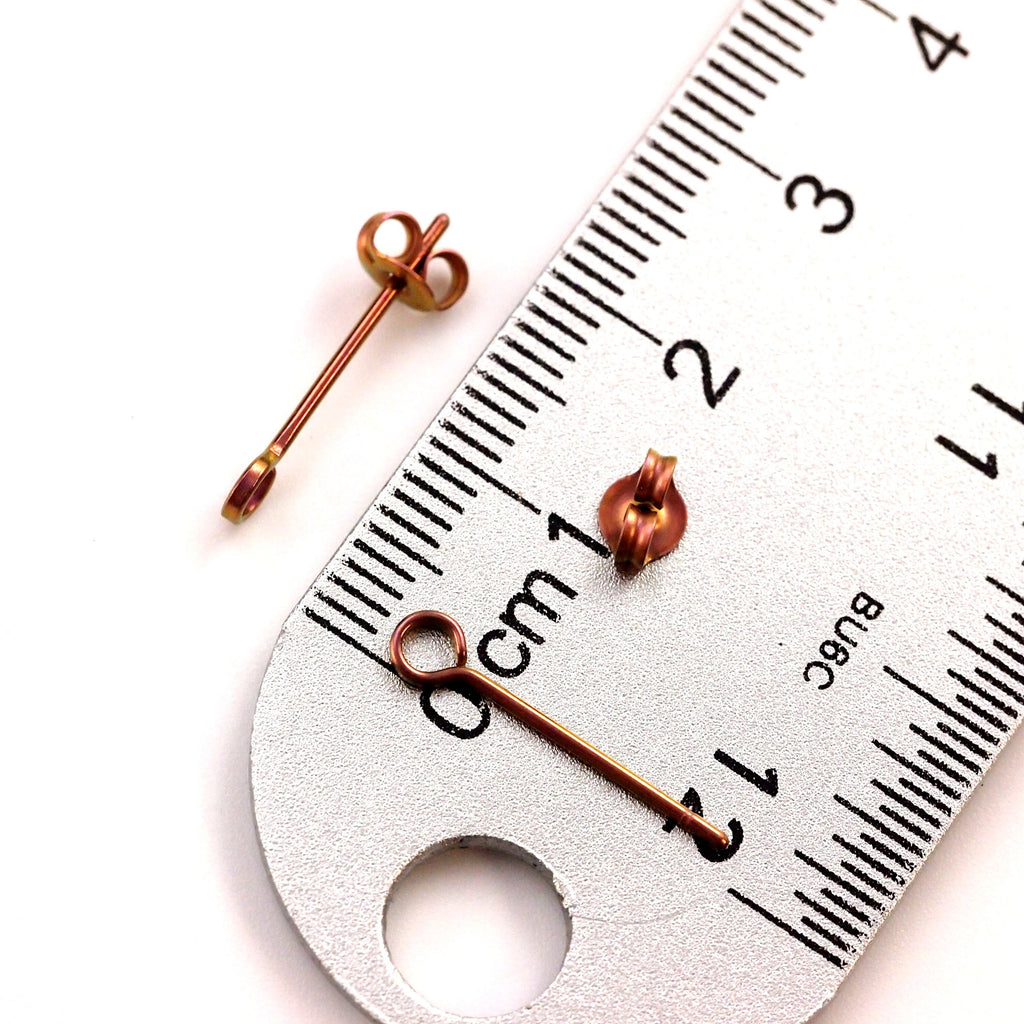 1 Pair Earring Posts with Loops - Handmade in Stainless Steel, Niobium, Sterling Silver, 14kt Gold Filled, Titanium