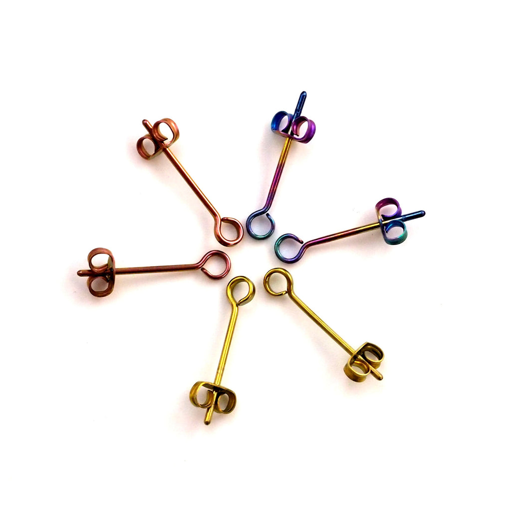 1 Pair Earring Posts with Loops - Handmade in Stainless Steel, Niobium, Sterling Silver, 14kt Gold Filled, Titanium