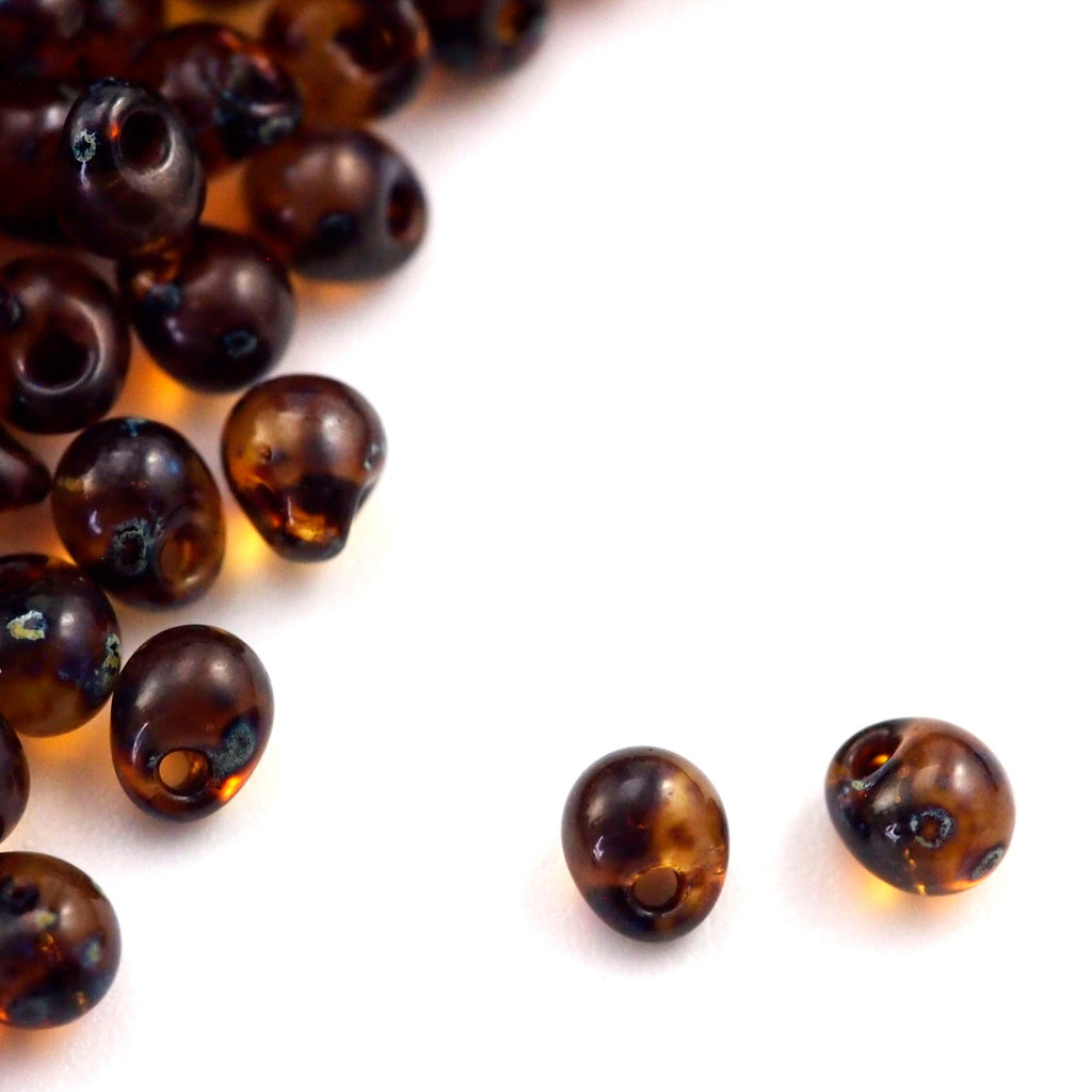 Transparent Dark Topaz Picasso Miyuki Drop Seed Beads - 100% Guarantee