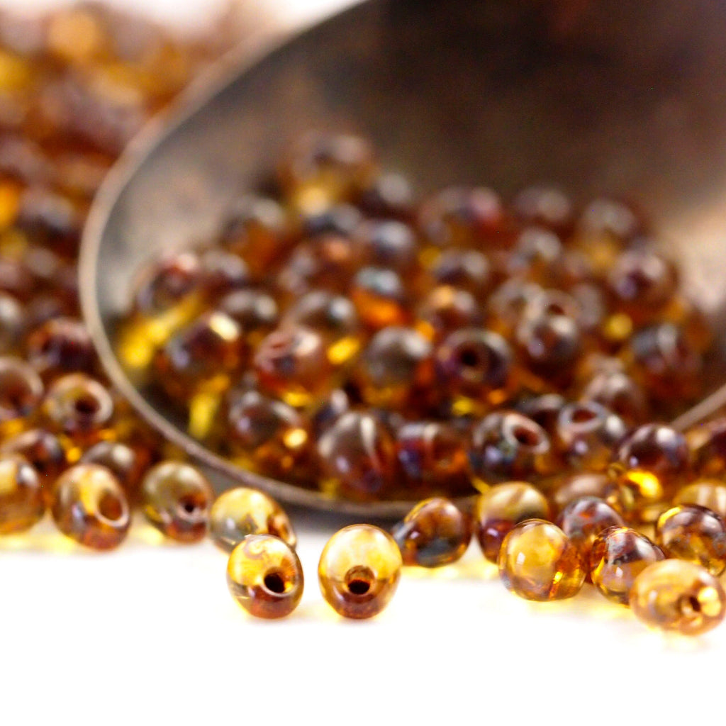 Transparent Light Topaz Picasso Miyuki Drop Beads - 100% Guarantee
