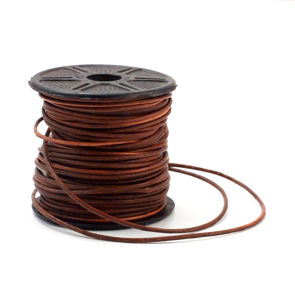 Antique Caramel Brown Indian Leather Cord in 0.5mm, 1mm, 1.5mm, 2mm - By The Yard of Full Spool