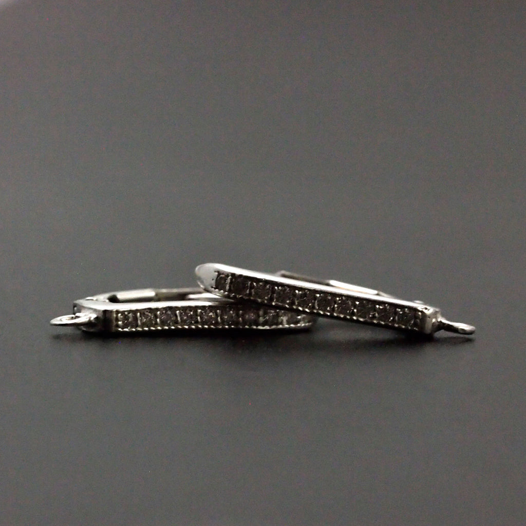 1 Pair CZ Bling Sterling Silver Leverback Ear Wires - 18mm X 12mm