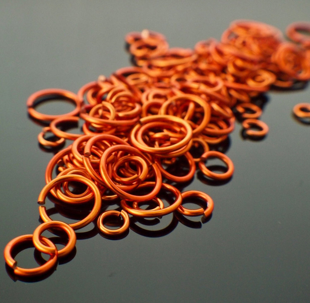 100 Handmade Orange Jump Rings 16, 18, 20, 22 or 24 gauge - Your Choice of Size, Saw Cut and Easy to Close - 100% Guarantee