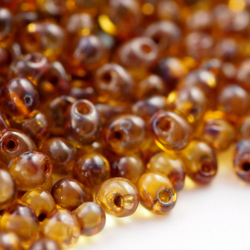 Transparent Light Topaz Picasso Miyuki Drop Beads - 100% Guarantee