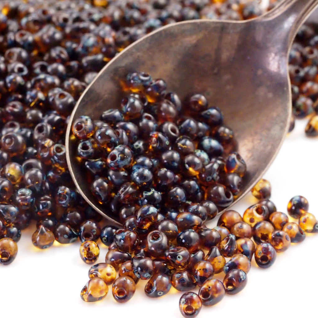 Transparent Dark Topaz Picasso Miyuki Drop Seed Beads - 100% Guarantee