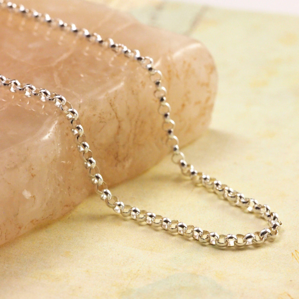 Argentium Sterling Silver Rolo Chain 3.6mm - Custom Finished Lengths or By The Foot - Made in the USA