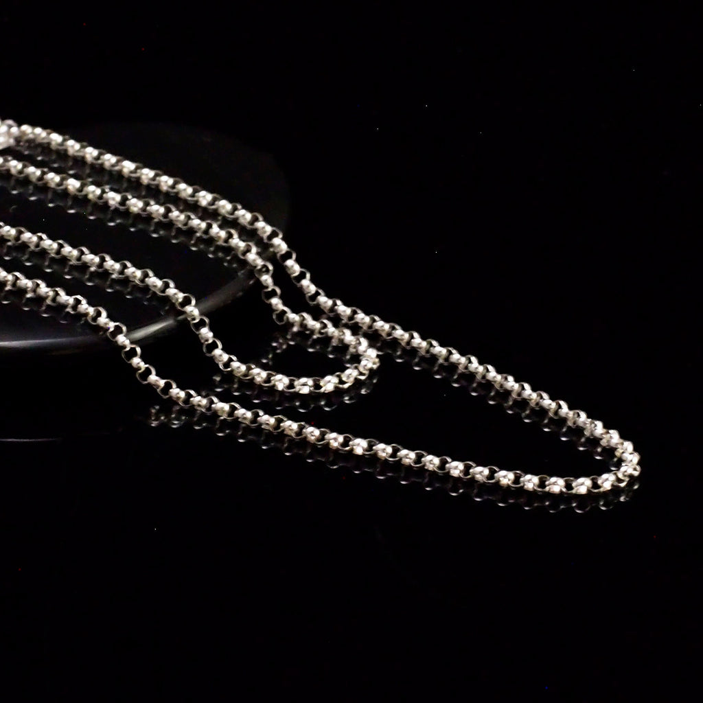 Argentium Sterling Silver Rolo Chain 3.6mm - Custom Finished Lengths or By The Foot - Made in the USA