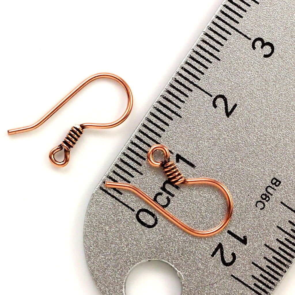 4 Pairs Antique Copper Ear Wires with Coils - Hammered or Round Solid 20 gauge