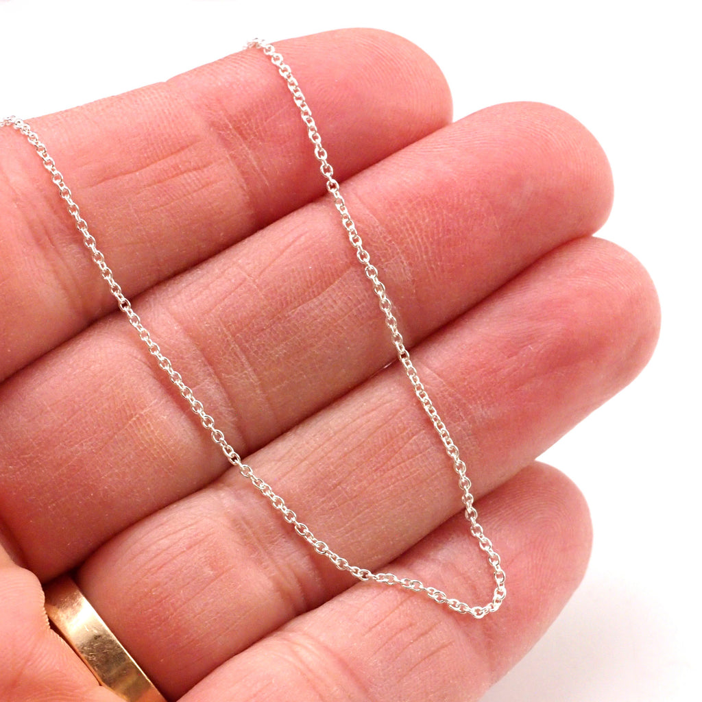 1.5mm Argentium Sterling Silver Cable Chain - By the Foot or Finished Any Length Necklace with a Lobster Clasp - Made in the USA
