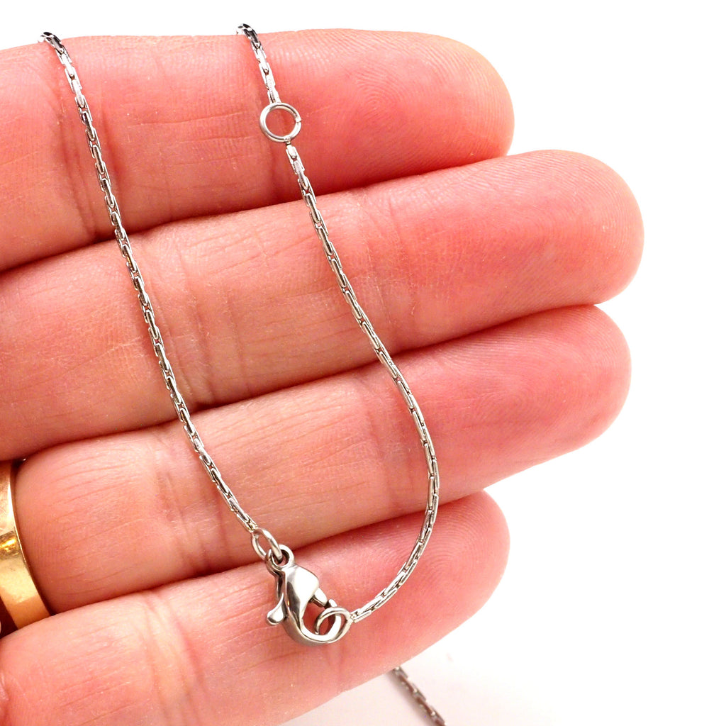 1 Stainless Steel 1mm Rectangle Cable Chain Adjustable 16 and 18 or 18 and 20 inches