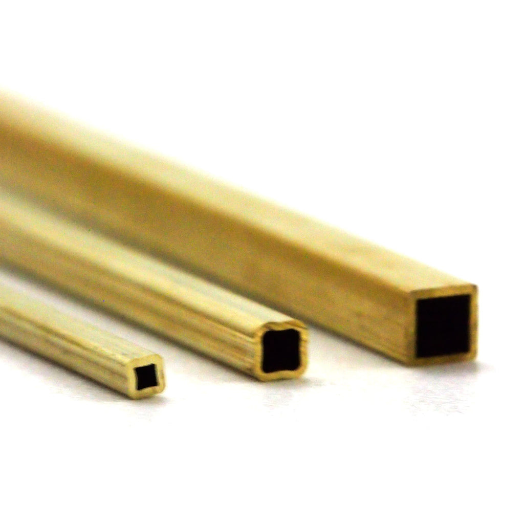 5 Segments of Square Brass Tubing - 28 gauge in Custom Lengths from 1/2 inch to 12 inch 7 Diameters From 1.6mm OD to 6.35mm OD