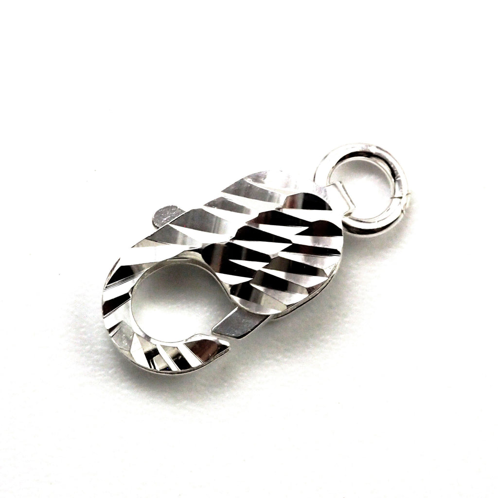 1 Sterling Silver Diamond Cut Oval Lobster Clasps in 10mm, 12mm, 14mm or 16mm - 100% Guarantee