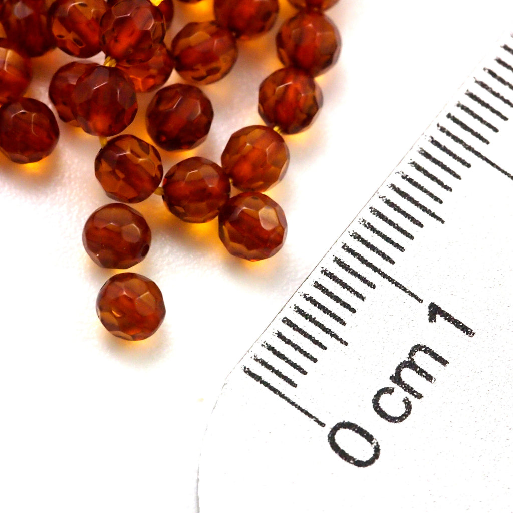 10 - 4mm Faceted Round Baltic Amber Beads - Grade A 100% Guaranteed Satisfaction