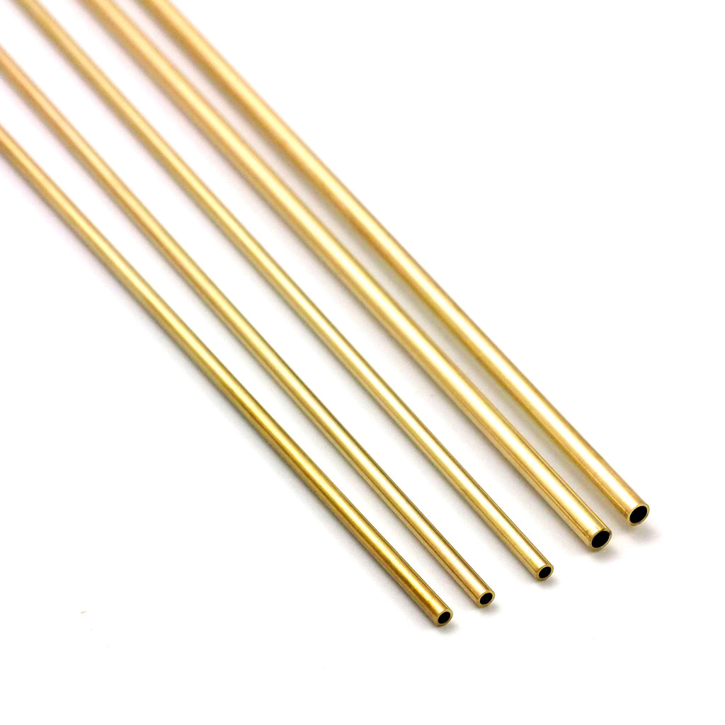 5 Segments of Round Brass Tubing - 28 gauge in Custom Lengths from 1/2 inch to 12 inch 7 Diameters From 1.6mm OD to 6.35mm OD