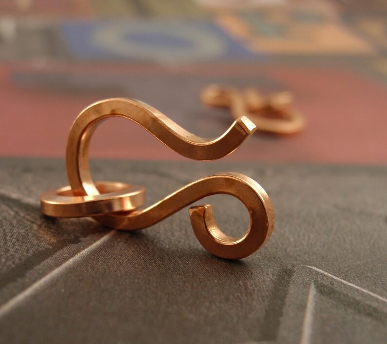 1 Large Forged Square Wire Clasp - Blunt Style With Jump Ring 20mm X 15mm in Sterling Silver, Copper, Brass, Stainless Steel, 14kt Gold Fill