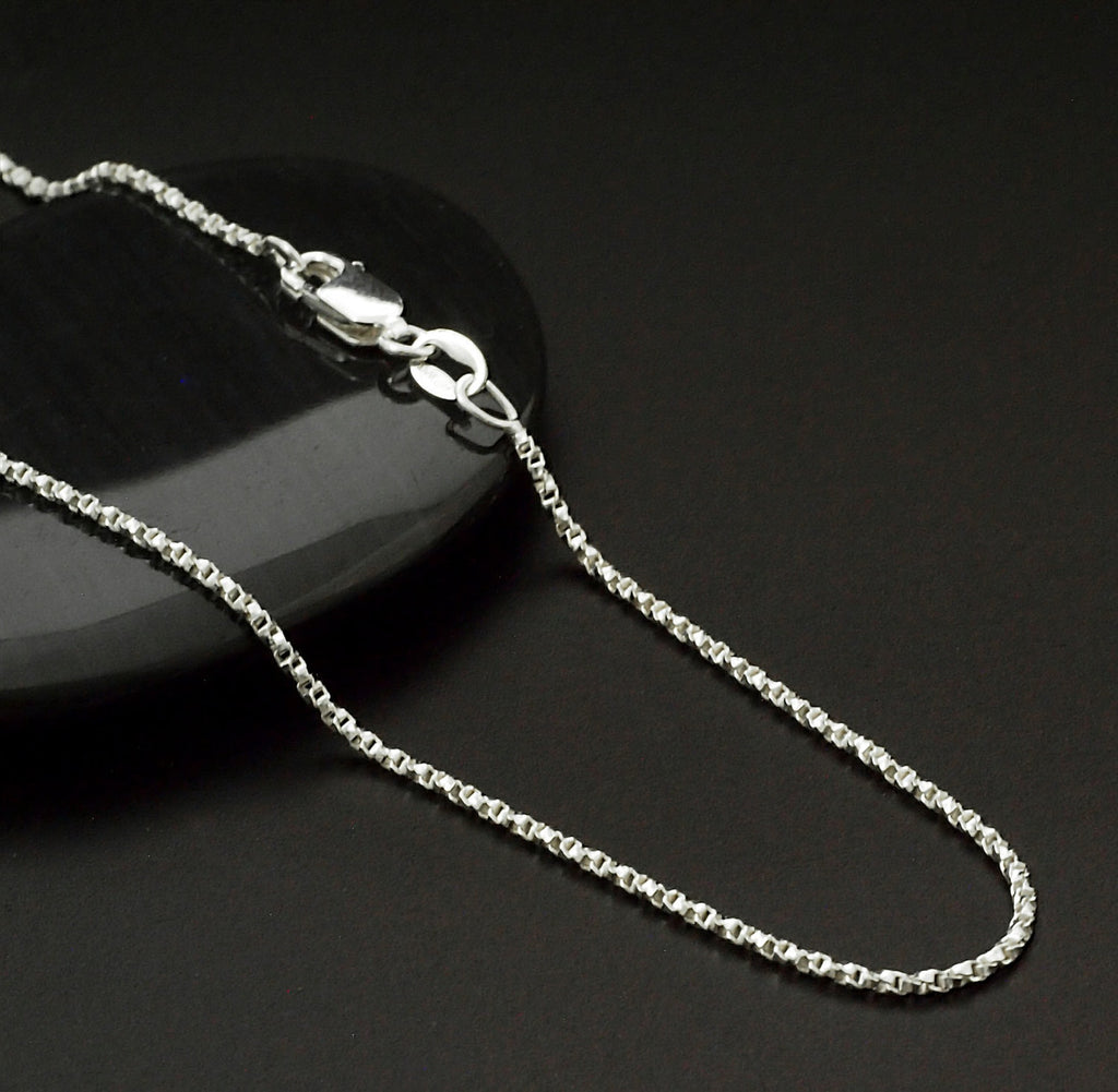 Sterling Silver Chain - 0.9mm or 1.2mm Twisted Diamond Cut Box Necklace