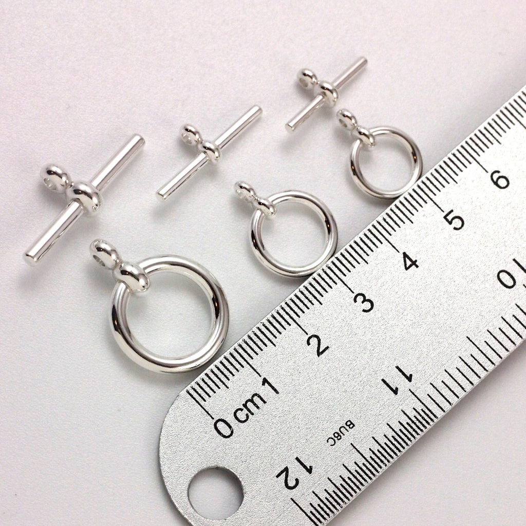 1 Simple Sterling Silver Toggle Clasp - Flat End in 6 Sizes and 3 Finishes