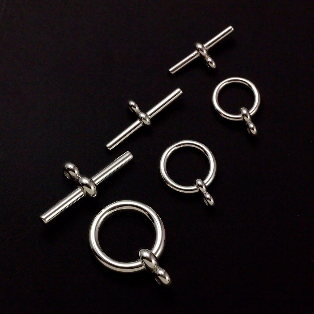 1 Simple Sterling Silver Toggle Clasp - Flat End in 6 Sizes and 3 Finishes