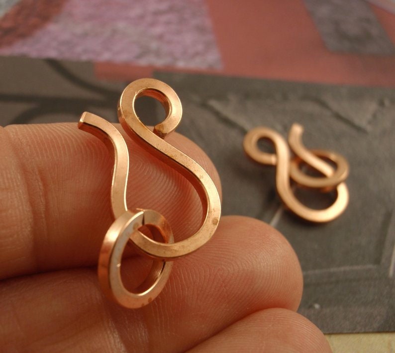 1 Large Forged Square Wire Clasp - Blunt Style With Jump Ring 20mm X 15mm in Sterling Silver, Copper, Brass, Stainless Steel, 14kt Gold Fill