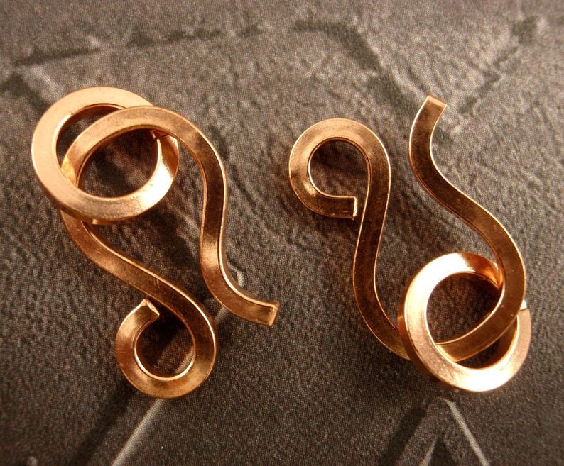 1 Large Forged Square Wire Clasp - Blunt Style With Jump Ring 20mm X 15mm in Sterling Silver, Copper, Brass, Stainless Steel, 14kt Gold Fill