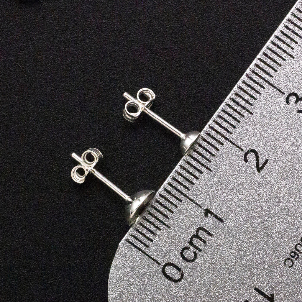 3 Pairs Sterling Silver Earring Posts with 4mm, 5mm or 6mm Cup