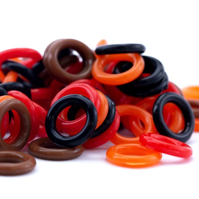 100 - 7mm OD Silicone Jump Rings - You Pick Color - Black, White, Brown, Pink, Purple, Blue, Green, Yellow, Orange, Red or Rainbow Mix