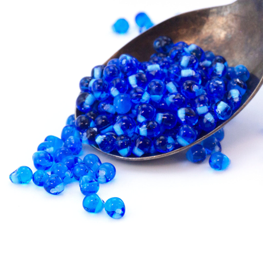 Sky Blue Lined Sapphire Miyuki Drop Glass Beads 3mm X 4mm