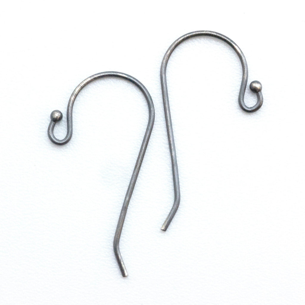 Ear Wires 3 Pairs Sterling Silver, Antique Sterling Silver or Black Sterling Silver - Simple Style With 1.5mm Ball