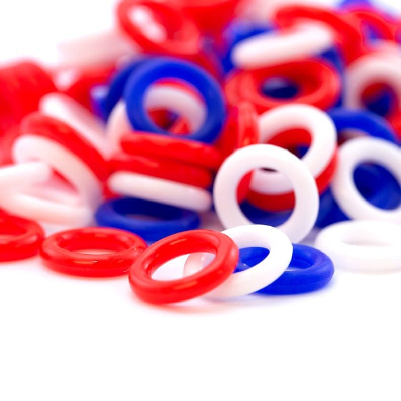 Jump Rings 100 - 10mm OD Silicone You Pick Color - Black, White, Brown, Pink, Purple, Blue, Green, Yellow, Orange, Red or Mix