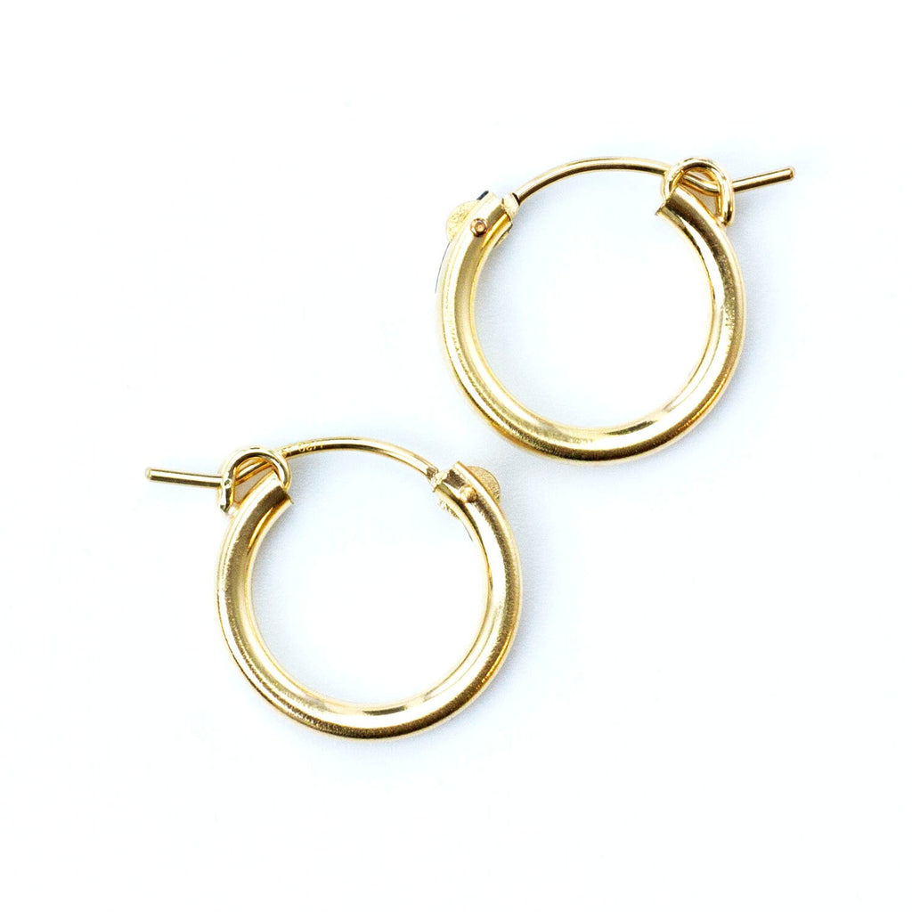 1 Pair Beading Hoop Earrings 14kt Gold Filled Hinged - 15mm, 22mm, 35mm Made in the USA