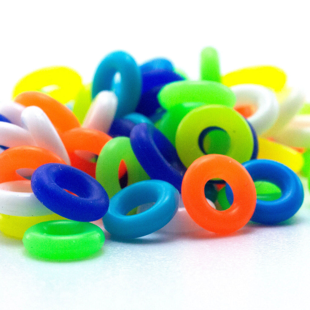 Jump Rings 100 - 10mm OD Silicone You Pick Color - Black, White, Brown, Pink, Purple, Blue, Green, Yellow, Orange, Red or Mix