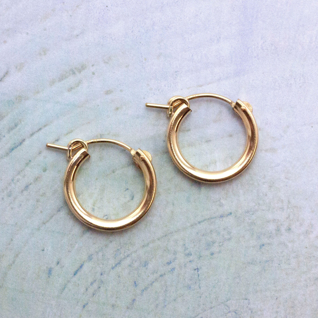 1 Pair Beading Hoop Earrings 14kt Gold Filled Hinged - 15mm, 22mm, 35mm Made in the USA