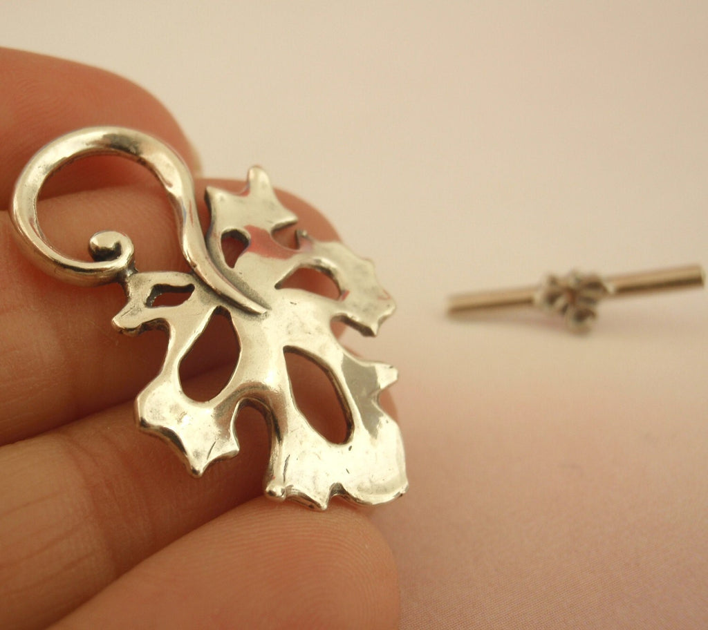 1 Oversized Stunning Leaf Toggle Clasp - Sterling Silver - Shiny or Antique - 32mm X 22mm - Best Commercially Made - 100% Guarantee