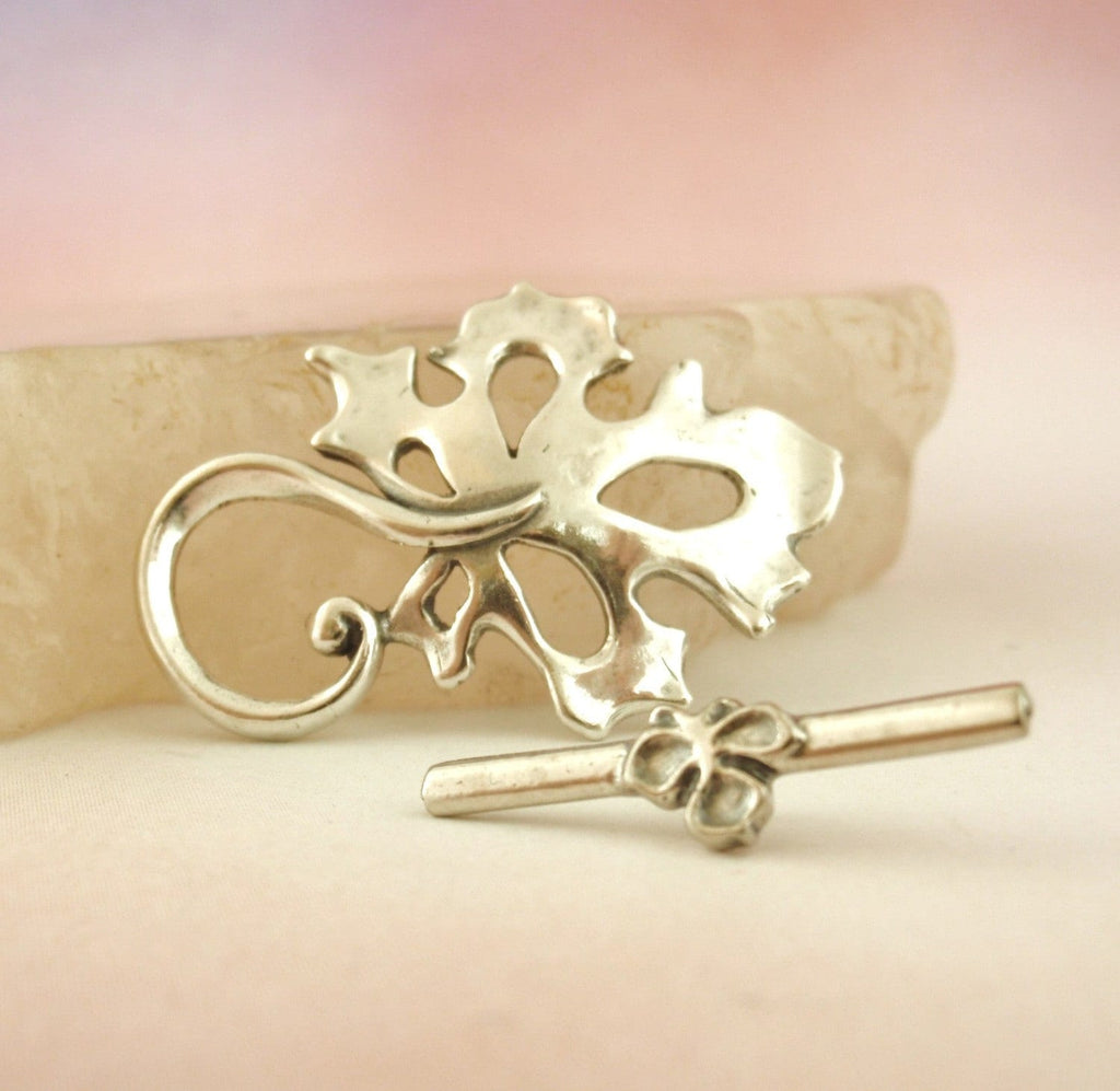 1 Oversized Stunning Leaf Toggle Clasp - Sterling Silver - Shiny or Antique - 32mm X 22mm - Best Commercially Made - 100% Guarantee